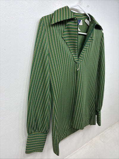 New Women’s Panhandle Slim Green Design Long Sleeve Half Zip Size 12 TT-61