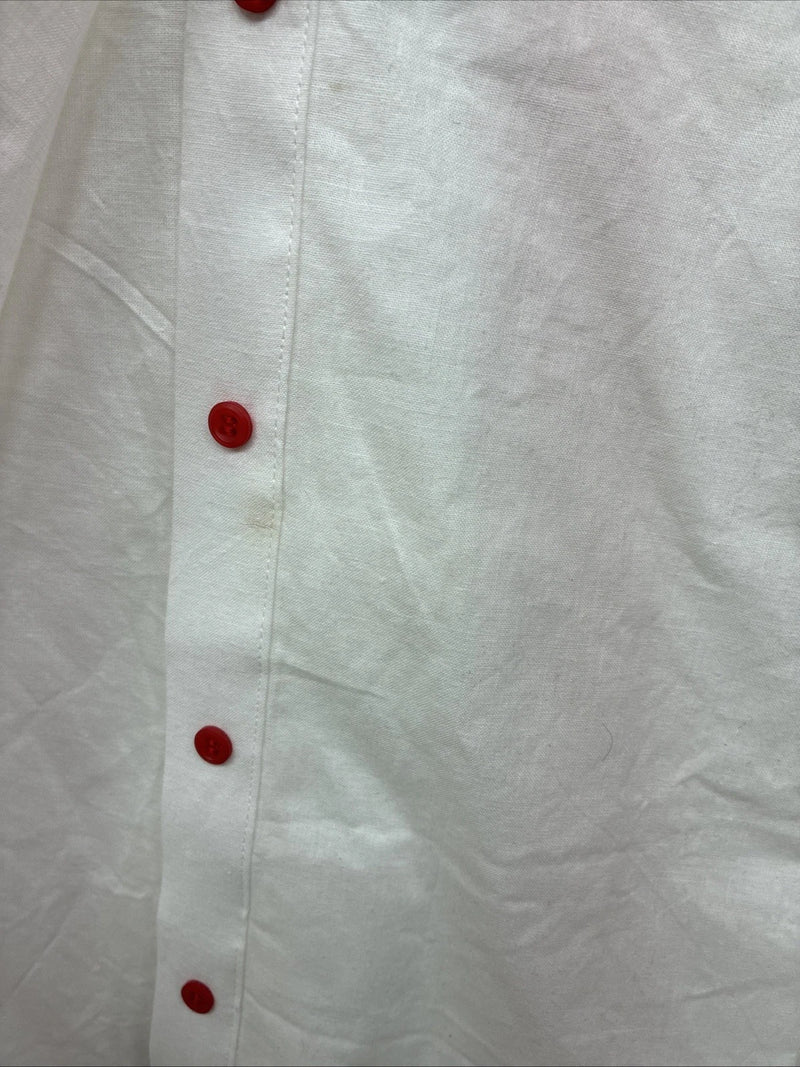 New Women’s Panhandle White Red Design Long Sleeve Button Up Size 14 TT-78