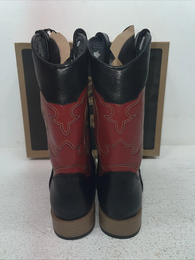 New Youth Black DBL Barrel Cowboy Boots. 4472001 6. 2-107