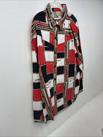 New Women’s Maria O Design Red Black Long Sleeve Button Up XL GG-55