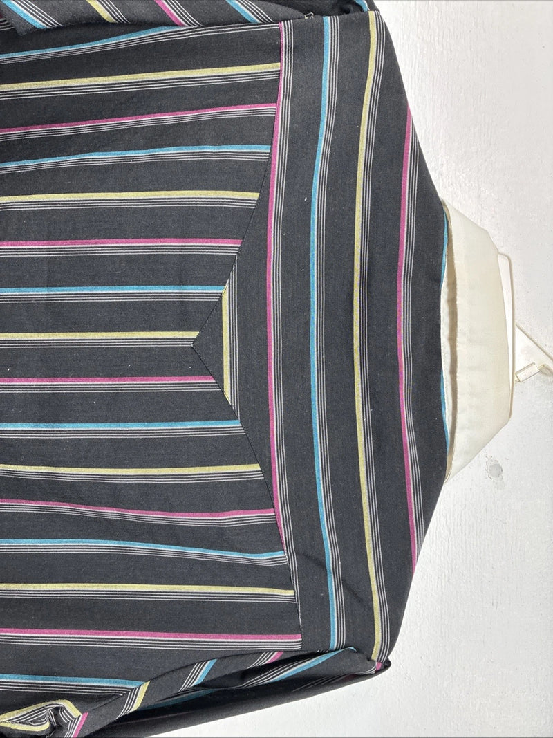 New Women’s H Bar C Black Stripe Long Sleeve Pearl Snap Size 38 TT-71