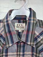 New Men’s ELY Cattleman Multicolor Plaid Short Sleeve Pearl Snap 16.5 Large Q-30