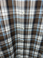 New Men’s Brown Plaid ELY Cattleman Short Sleeve Pearl Snap Shirt. XL Tall S-29