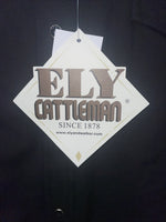 New Men’s ELY Cattleman Black Long Sleeve Pearl Snap 15.5 X 33 Medium B-112
