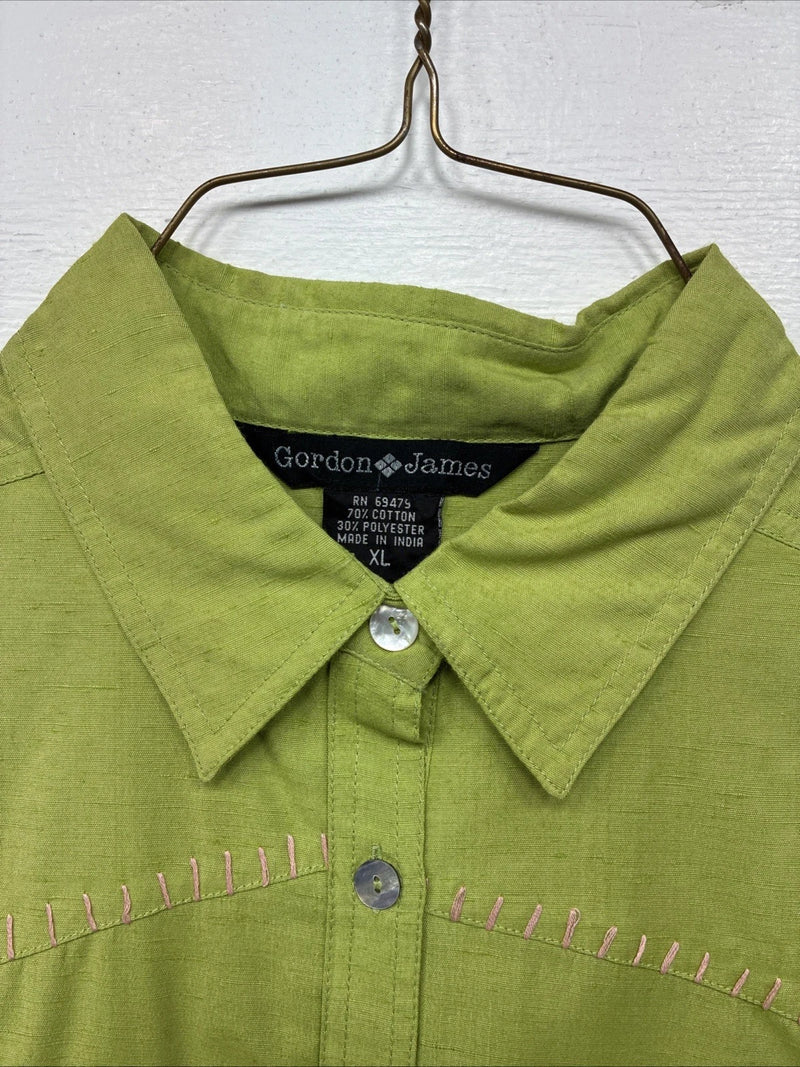 New Women’s Gordon James Green Short Sleeve Button Up Short XL II-38