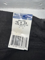 New Men’s Black Wrangler Blues Relaxed Fit Side Elastic Jeans. 16x34 K-17