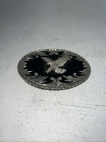 New Men Black Silver Oval Bird Belt Buckle. F-8