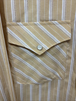 New Men’s White Horse Yellow Stripe Long Sleeve Pearl Snap 2XL H-27
