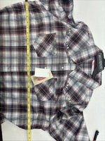 New Women’s Cumberland Purple Plaid Long Sleeve Pearl Snap 2XL KK-78