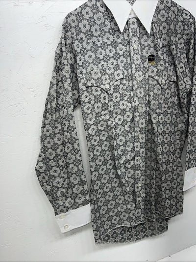 New Men’s Gray Mr.nick Button Up Long Sleeve Shirt 15.5x32 M I-57