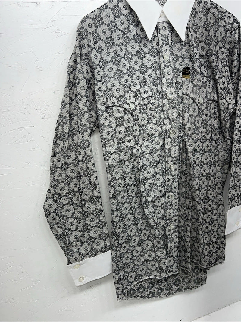 New Men’s Gray Mr.nick Button Up Long Sleeve Shirt 15.5x32 M I-57