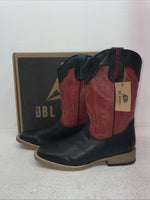 New Youth Black DBL Barrel Cowboy Boots. 4472001 6. 2-107