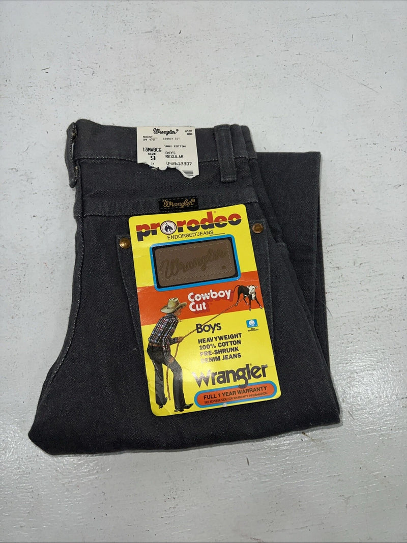 New Boys Grey Wrangler Pro Rodeo Cowboy Cut Denim Jeans. 9/24 1/2 C-10