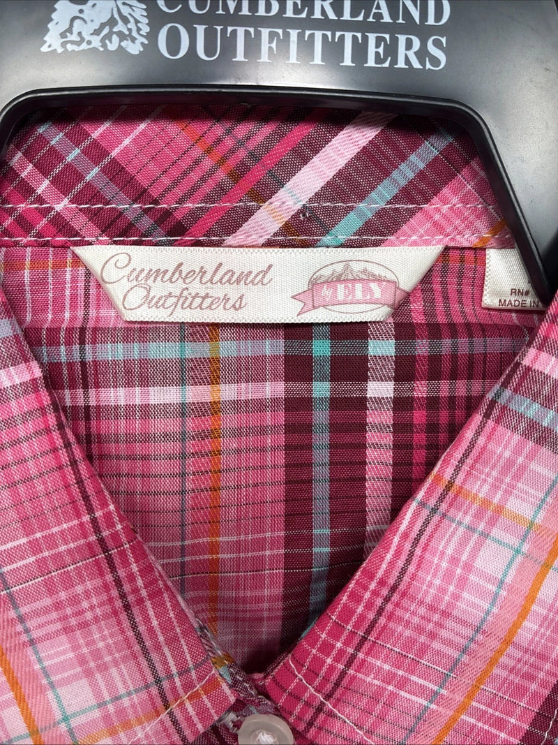 New Girls Cumberland Pink Plaid Long Sleeve Pearl Snap Medium DD-92