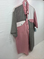 New Men’s Cowboy Threads Pink Gray Short Sleeve Button Up Large CC-39