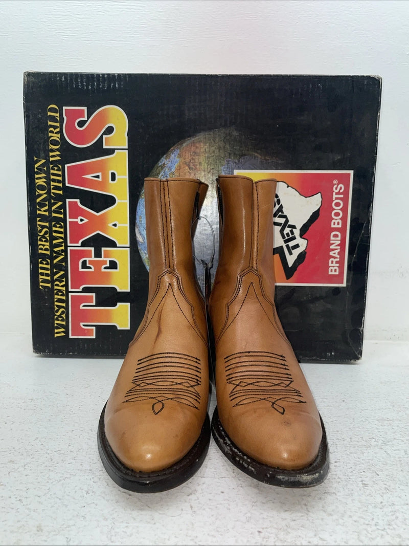 New Men’s Brown Texas Brand Cowboy Boots. M 354 8.5 8 1/2 D. 3-90