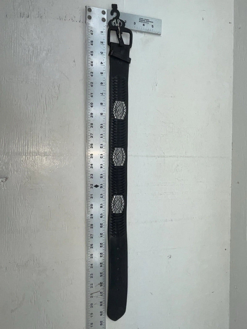 New Black Genuine Leather M & F Weaved And Pendent 24” Belt #3241001 NN-69