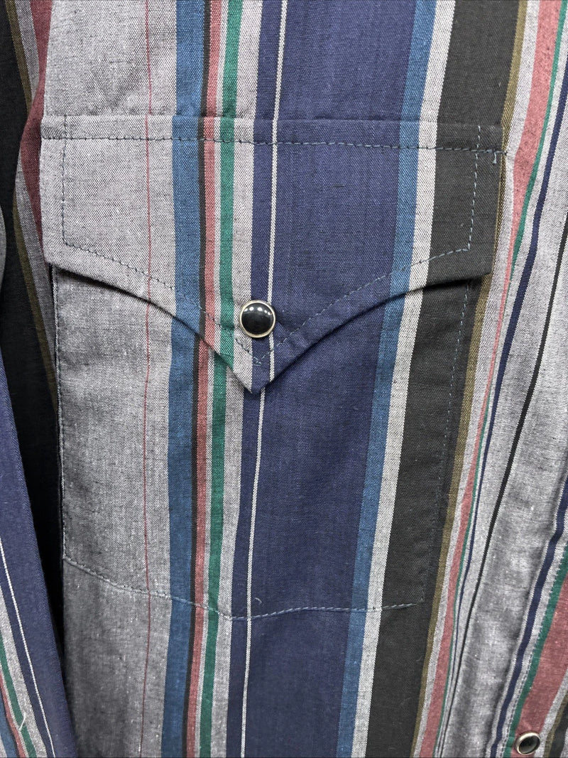 New Men’s ELY Cattleman Multiple Color Striped Long Sleeve Pearl Snap XL J-26