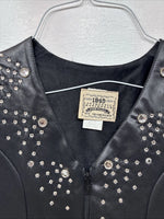 New Women’s 1848 RanchWear Black Rhinestone Sleeveless Vest Zip Up Small YY-41