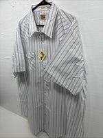 New Men’s ELY Cattleman White Stripe Like Short Sleeve Pearl Snap 3XL H-67