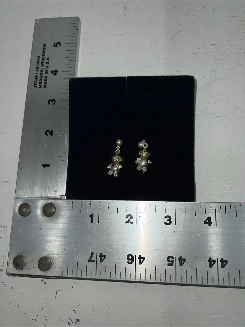 New Women’s Montana Silversmiths Silver Gold Teddy Bear Earrings. ER227 A-39