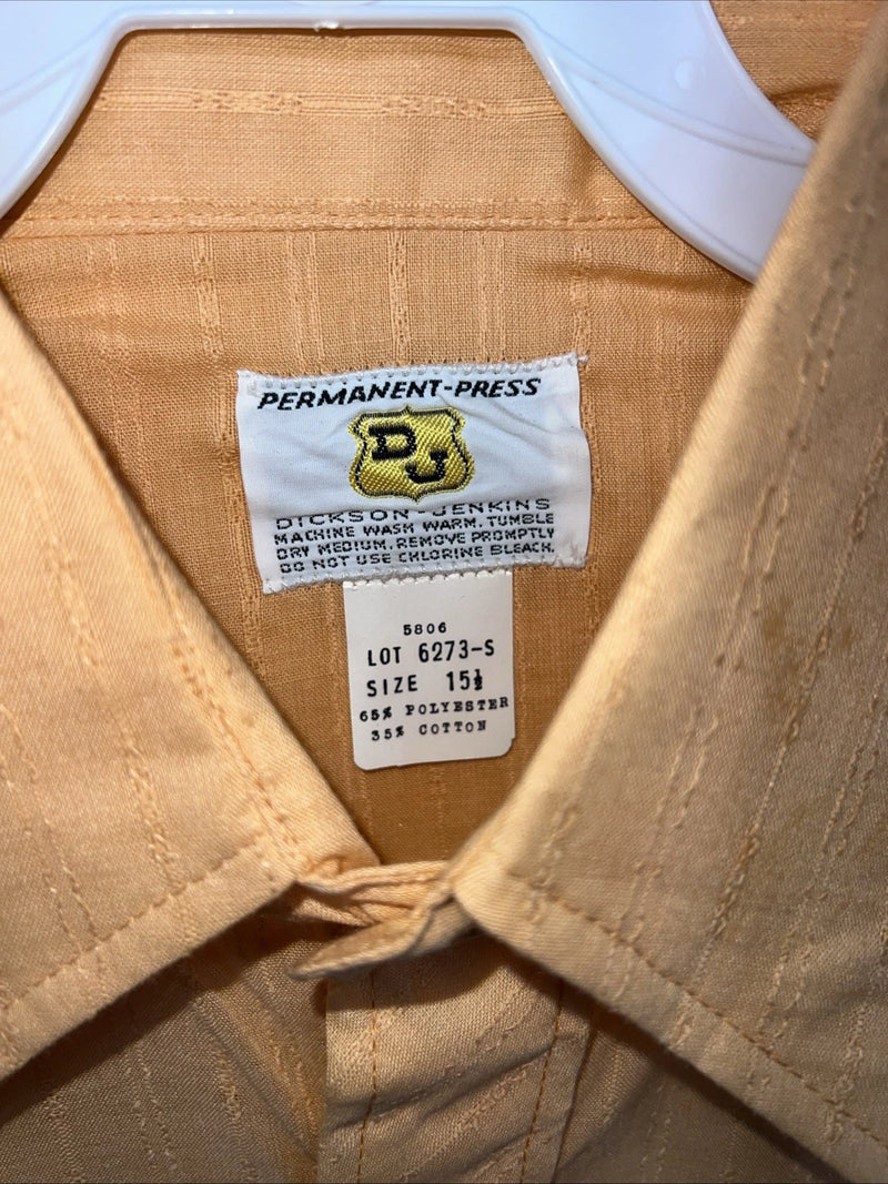 New Men’s Orange Permanent Press Short Sleeve Button Up Shirt. 15.5 M S-16