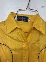 New Women’s Pioneer Wear Yellow Blue Long Sleeve Button Up Medium YY-77