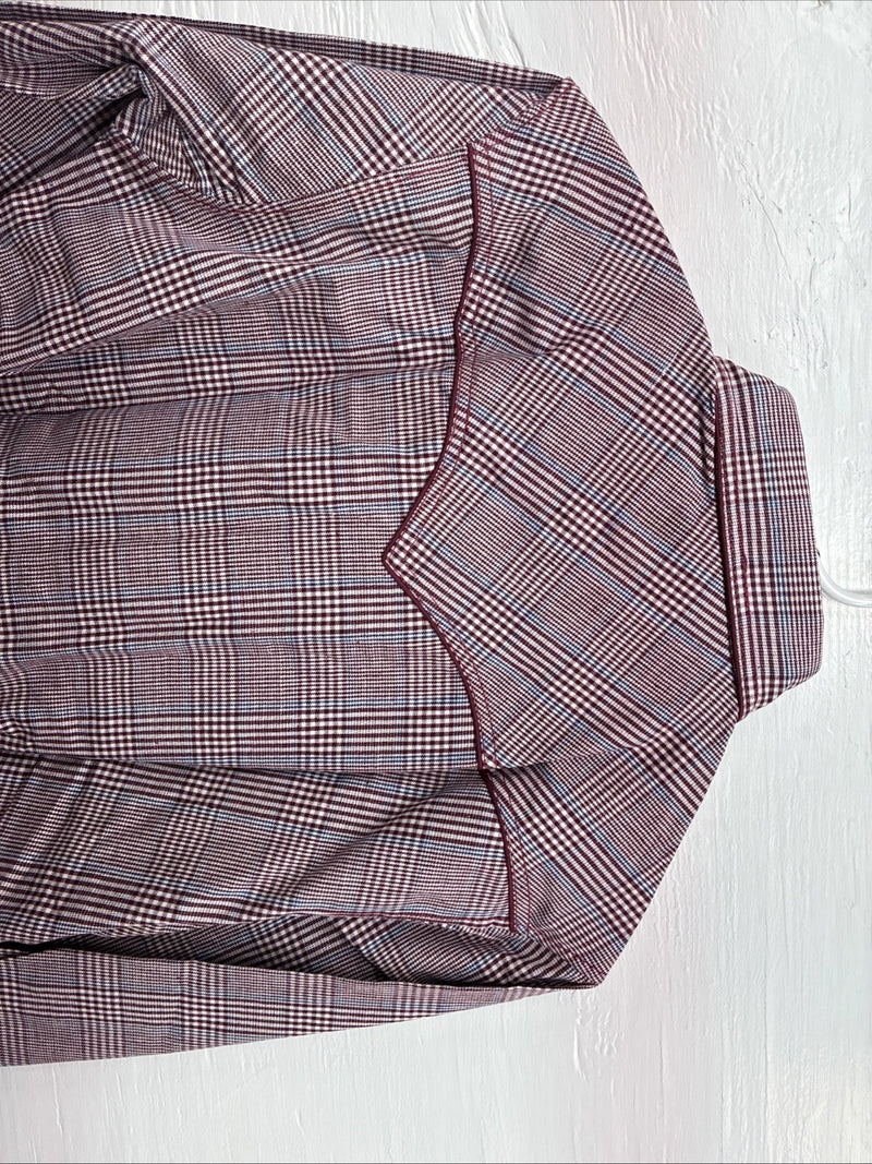 New Men’s Champion Western Red Plaid Long Sleeve Pearl Snap 15 Medium AA-64