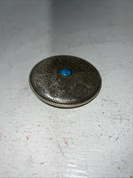 New Women’s Round Silver Belt Buckle Sigh Turquoise In Middle Shell Design. F-6