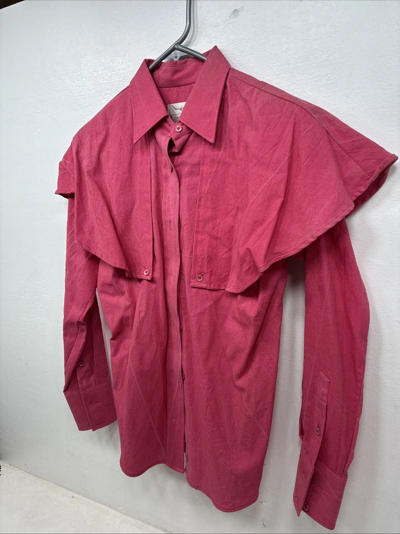 New Women’s Longhorn Pink long Sleeve Button Up Size 6/28  TT-76