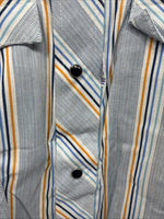 New Men’s Tem Tex Blue Stripe Long Sleeve Pearl Snap 16 X 33 Large R-16