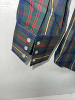 New Men’s ELY Plains Green Plaid Long Sleeve Pearl Snap Shirt 16x34 L P-74