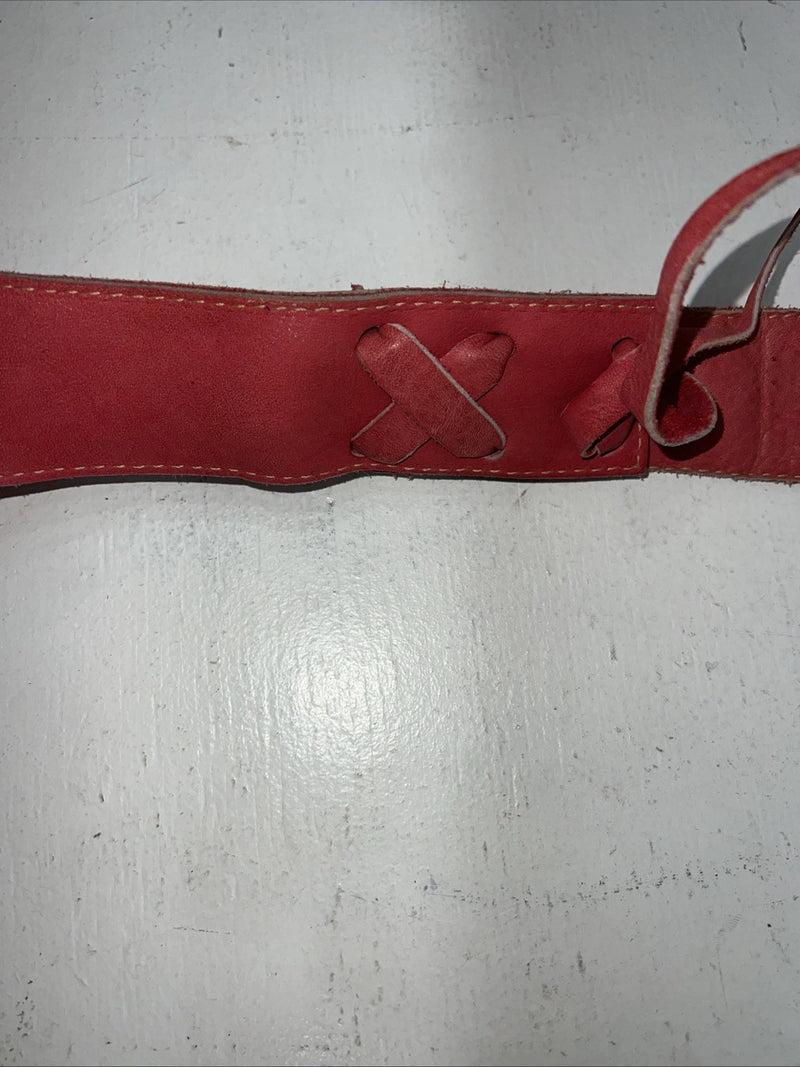 NOS Red Chap-Parel Show Chaps With Fringe Adjustable Waist 38” I-74