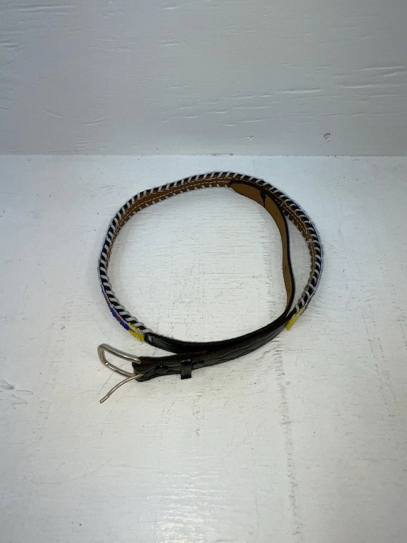 New Black Genuine Leather Beaded 30” Belt JJ-135
