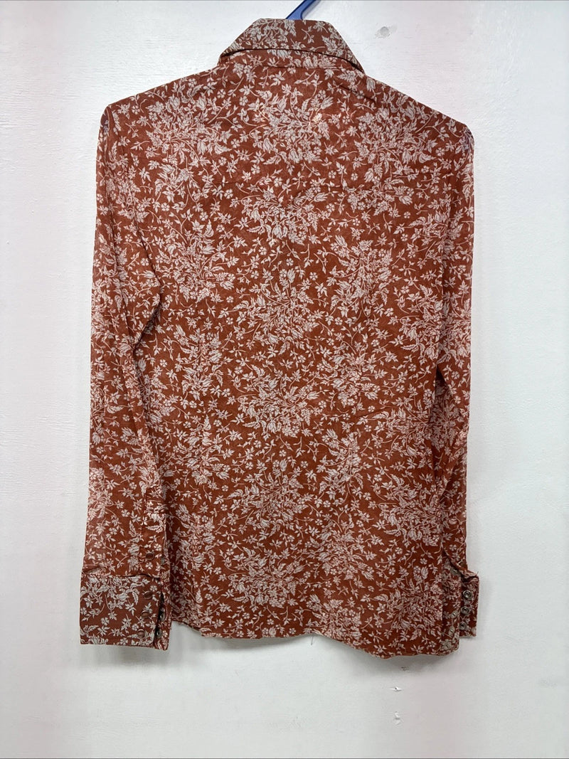 New Women’s Panhandle Slim Orange Long Sleeve Pearl Snap size 32 MM-2
