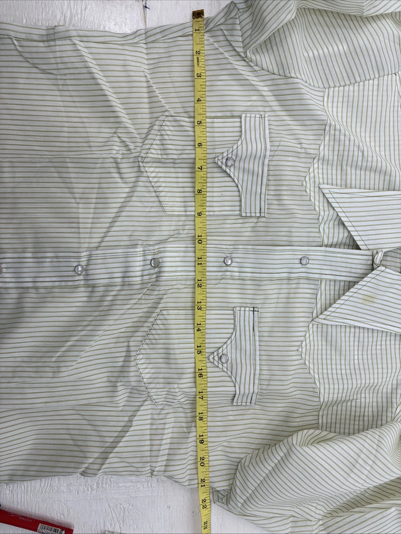 New Men’s Miller Green Stripe Long Sleeve Pearl Snap 16 X 35 Large CC-60