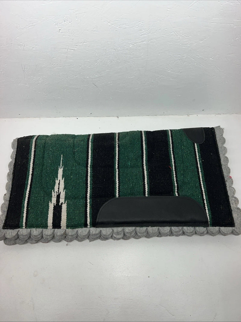 New Green Plaid Navajo Felt Scalloped Saddle Pad 30x30 #89-482 Pad-23