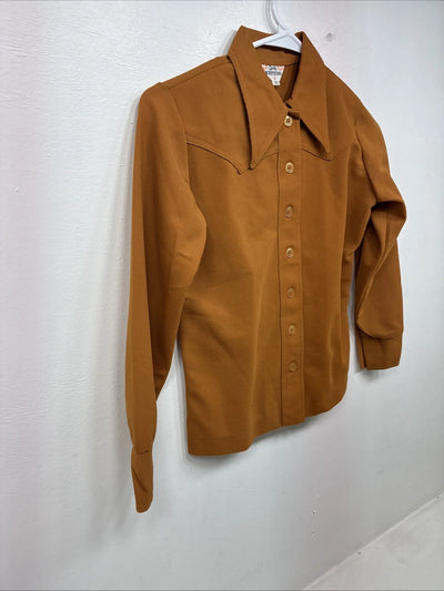New Kids Lady Westerns Yellow Long Sleeve Button Up Size 10 TT-4
