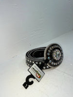 New Black Genuine Leather Nocona Silver Bling L Belt #N3424601 JJ-79