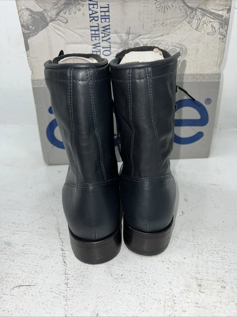 New Women’s Navy Lace Up Acme Cowboy Boots. C 4016 7 M. 18-112