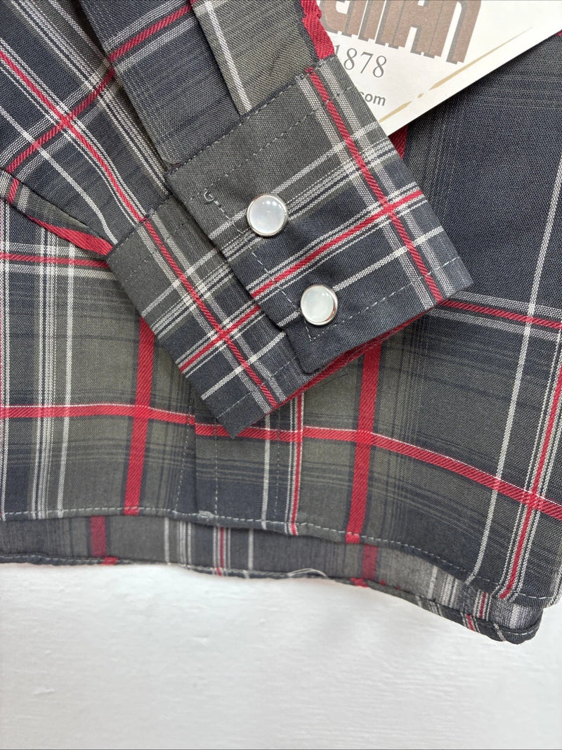 New Boys ELY Cattleman Green Plaid Long Sleeve Pearl Snap XS DD-128