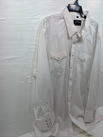 New Men’s White Horse White Long Sleeve Pearl Snap 3XL E-60