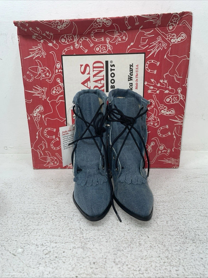 New Kids Blue Lace Up Texas Brand Cowboy Boots. P C 9169161 1.5 1 1/2 D. 23-118