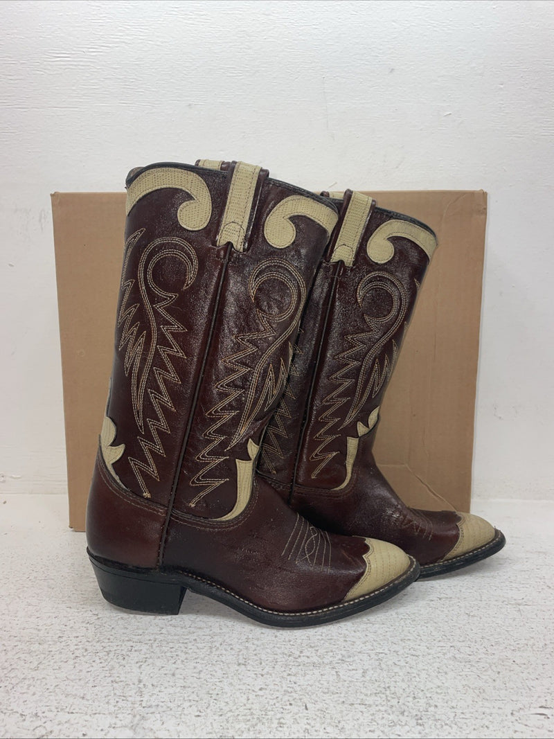 New Youth Brown Texas Brand Cowboy Boots. B 196 5 M. 2-113