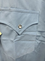 New Men’s ELY Cattleman Simple Blue Long Sleeve Pearl Snap 16.5 Large Q-86
