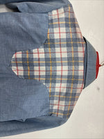 New Women’s Western Art Blue Plaid Long Sleeve Pearl Snap Size 16 TT-109