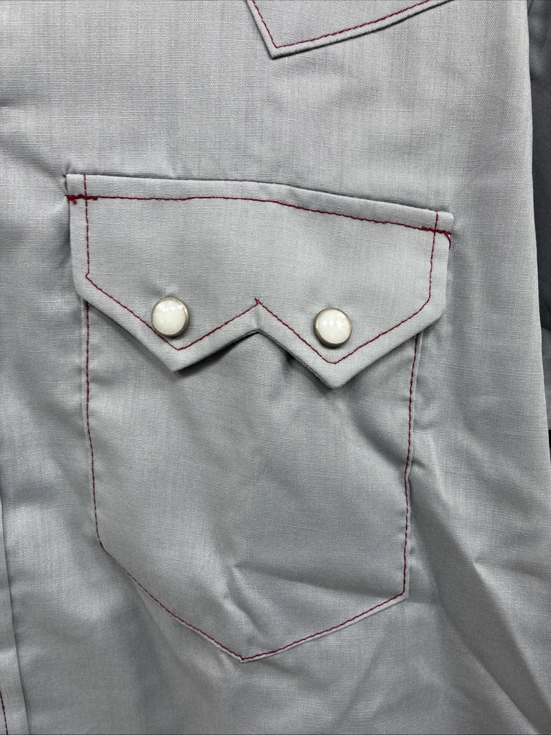 New Men’s Dee-Cee Gray Red Long Sleeve Pearl Snap 16 X 33 Large O-19