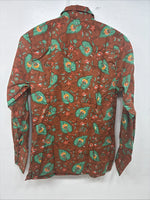 New Women’s Tem Tex Orange Floral Long Sleeve Pearl Snap Size 30 MM-105