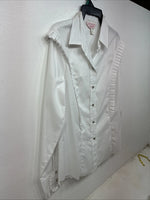 New Women’s H Bar C White Long Sleeve Pearl Snap Size 38 YY-115
