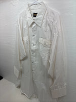 New Men’s Panhandle Slim White Simple Long Sleeve Pearl Snap 4XL J-42